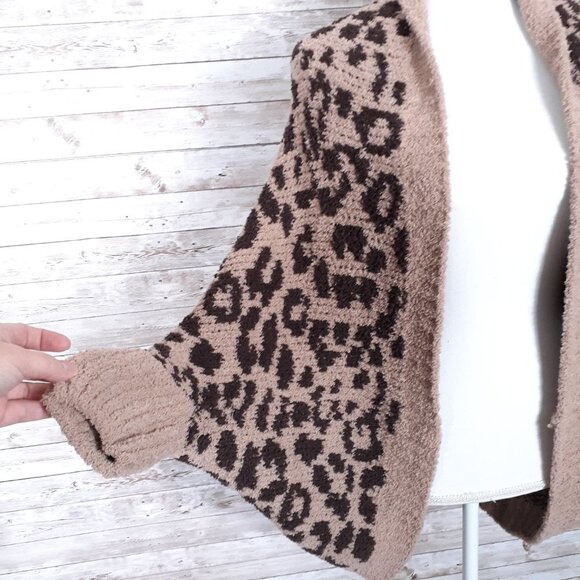 Nordstrom Rack Soft Chenille Cocoon Cardigan One Size Leopard 329A - Picture 2 of 7